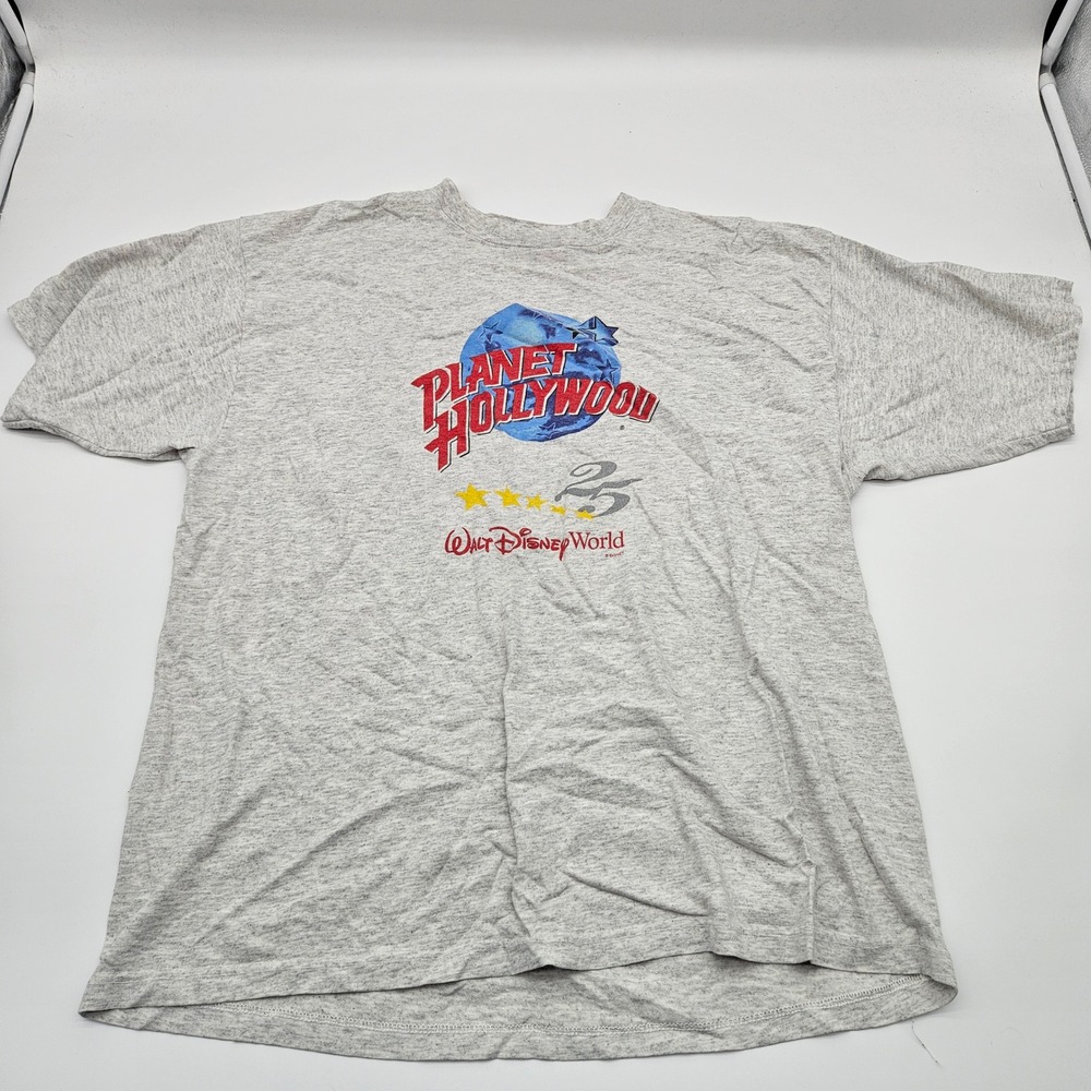 VTG 1991 Planet Hollywood Walt Disney World 25th Anniversary T Shirt XLarge Grey